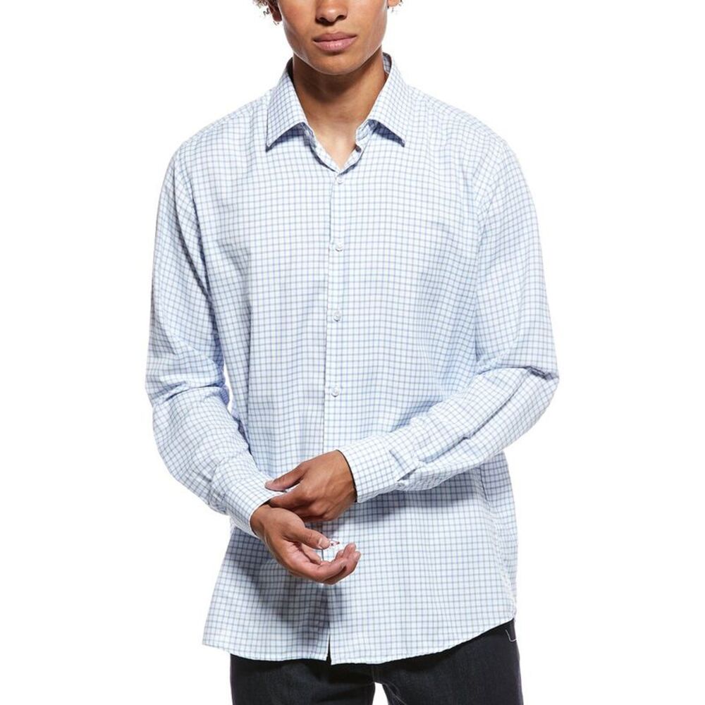Tahari Mens  Modern Fit Dress Shirt, Blue